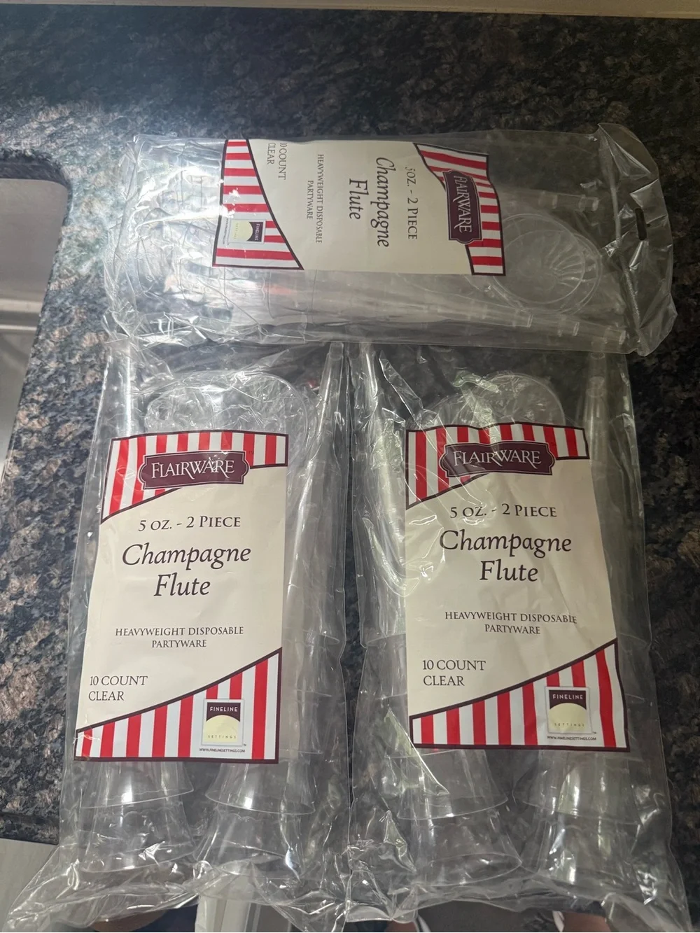 Clear Disposable Champagne Flute - 3 total